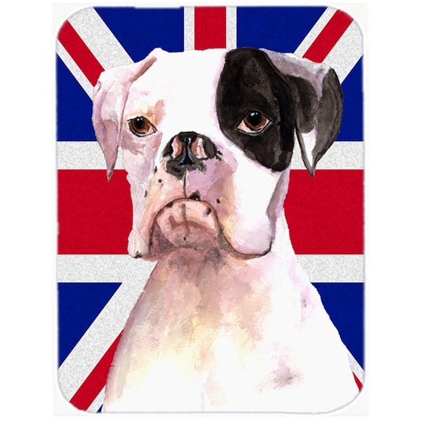 Carolines Treasures 15 X 12 In. Boxer Cooper with English Union Jack British Flag Glass Cutting Board Large Size - RDR3030LCB