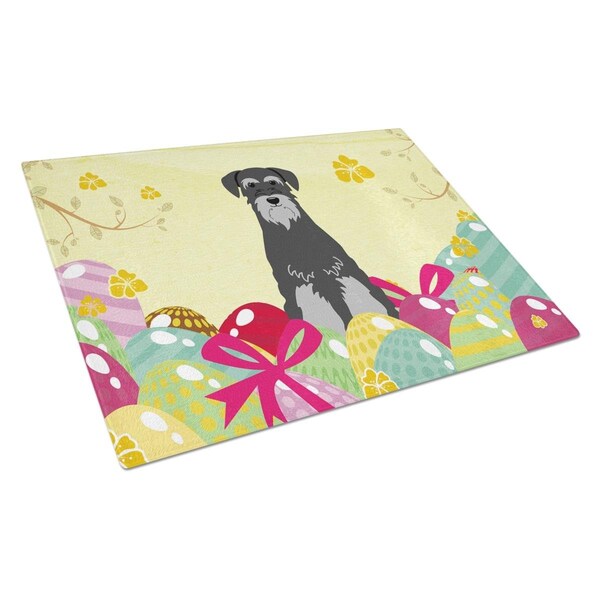 Carolines Treasures Easter Eggs Standard Schnauzer Black Grey Glass Cutting Board Large - BB6034LCB