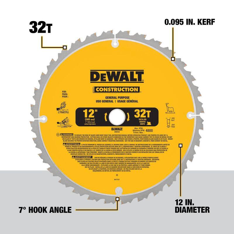 Sierra ingletadora DEWALT de 12 pulgadas, con 32 dientes y 80 dientes (paquete de 2) - DW3128P5