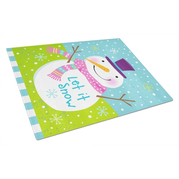 Carolines Treasures Christmas Snowman Let it Snow Glass Cutting Board Large - VHA3017LCB