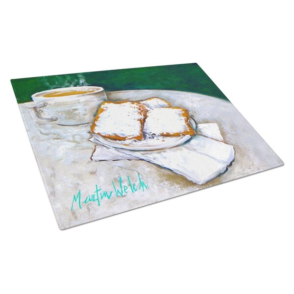 Carolines Treasures Breakfast Delight Beignets Glass Cutting Board Large - MW1271LCB