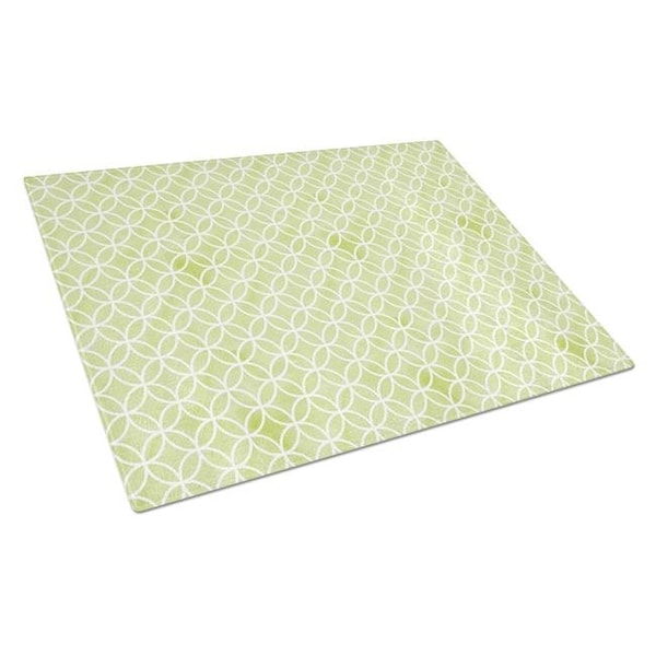 Carolines Treasures Carolines Treasures BB7493LCB Gemoetric Circles on Green Watercolor Glass Cutting Board; Large - BB7493LCB
