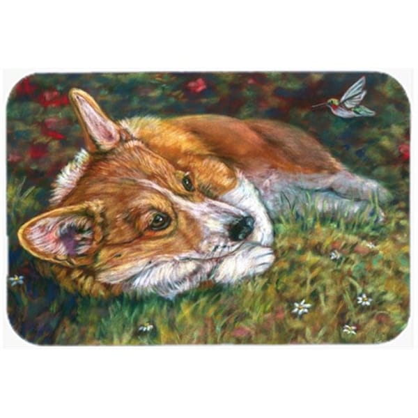 Carolines Treasures Carolines Treasures 7326LCB Corgi Pastel Hummingbird Glass Cutting Board; Large - 7326LCB