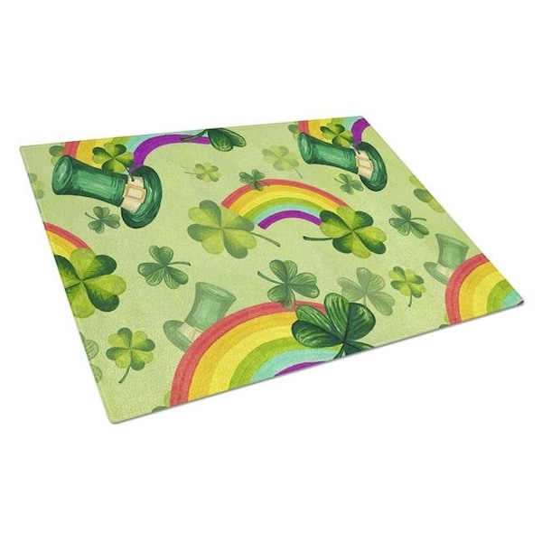 Carolines Treasures Carolines Treasures BB7560LCB Watercolor St Patricks Day Lucky Leprechan Glass Cutting Board; Large - BB7560LCB