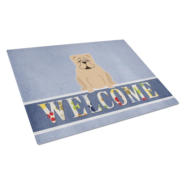 Carolines Treasures English Bulldog Fawn Welcome Glass Cutting Board Large - BB5705LCB