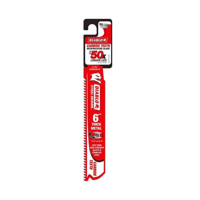 Hoja de sierra reciproca de carburo de Demonio de acero de 6 pulgadas y 8 TPI para cortar metal grueso - DS0608CF