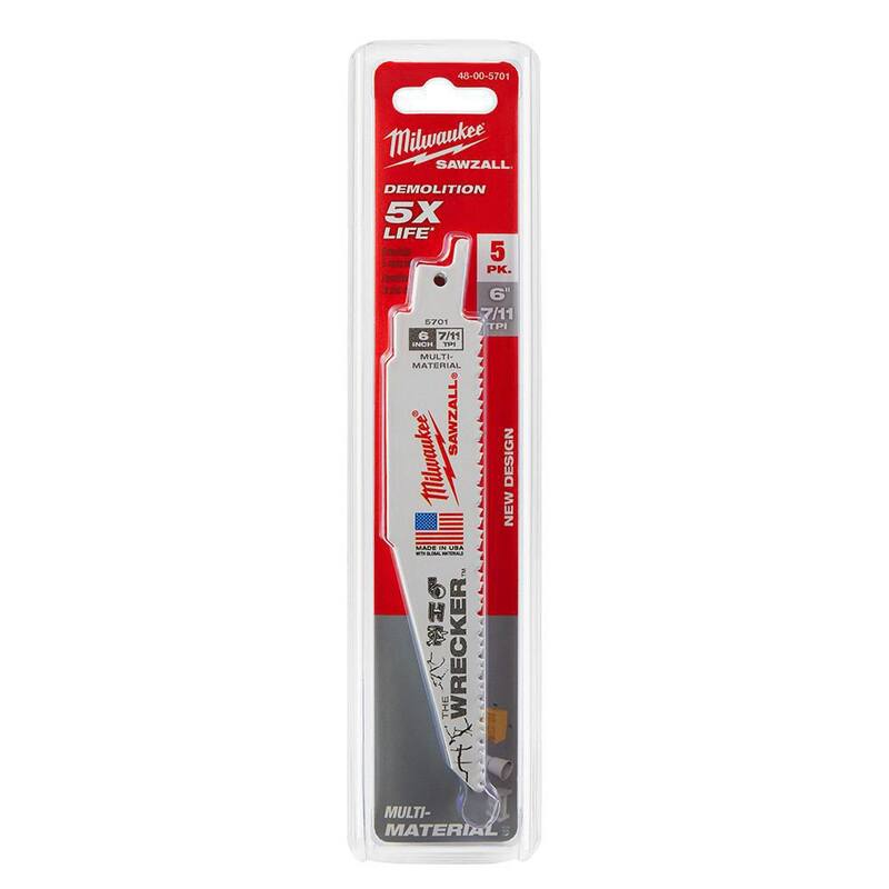 Cuchillas de sierra reciproca WRECKER de demolición Multi-Material de 6 pulgadas y 7/11 TPI de Milwaukee (paquete de 5) - 48-00-5701