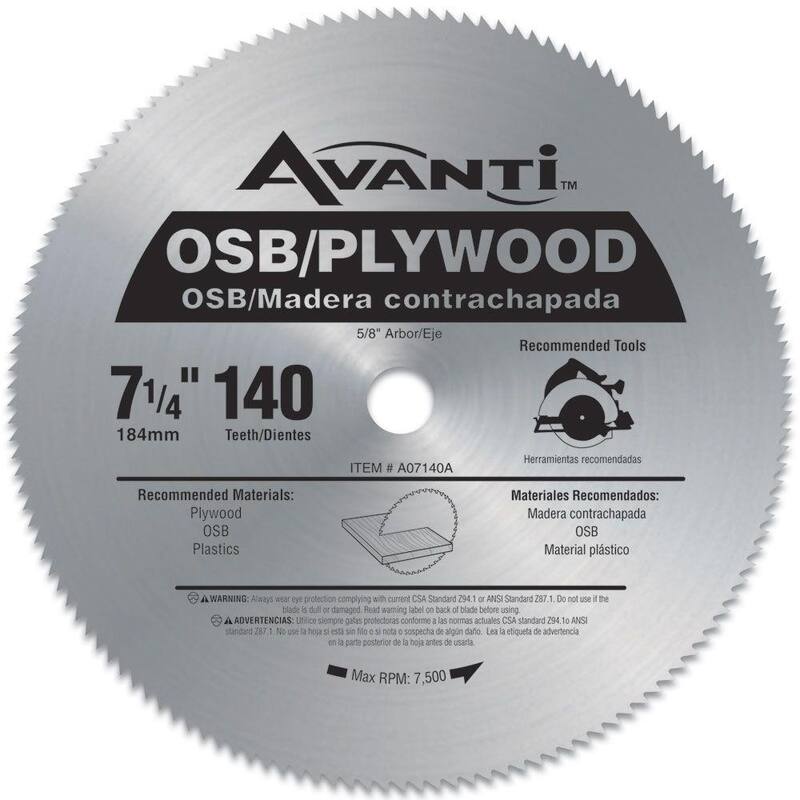 Avanti 7-1/4 pulgadas x 140 dientes Hoja para sierra circular para OSB/Madera contrachapada - A07140A