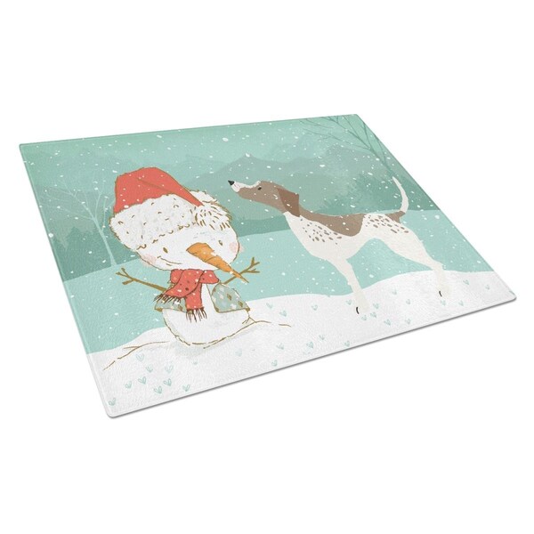 Carolines Treasures German Shorthair Snowman Christmas Glass Cutting Board Large - CK2045LCB