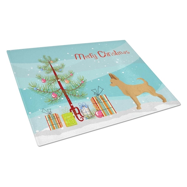 Carolines Treasures Tan Chion Christmas Tree Glass Cutting Board Large - CK3814LCB