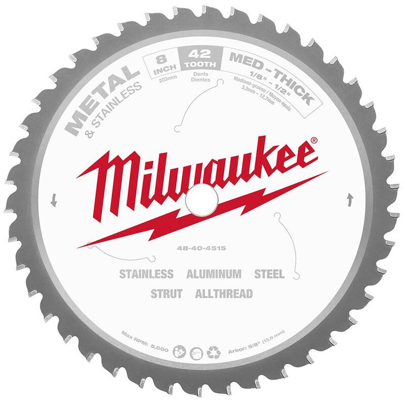 Milwaukee 8 pulgadas x 42 dientes de carburo Hoja de sierra circular para cortar metal y acero inoxidable - 48-40-4515