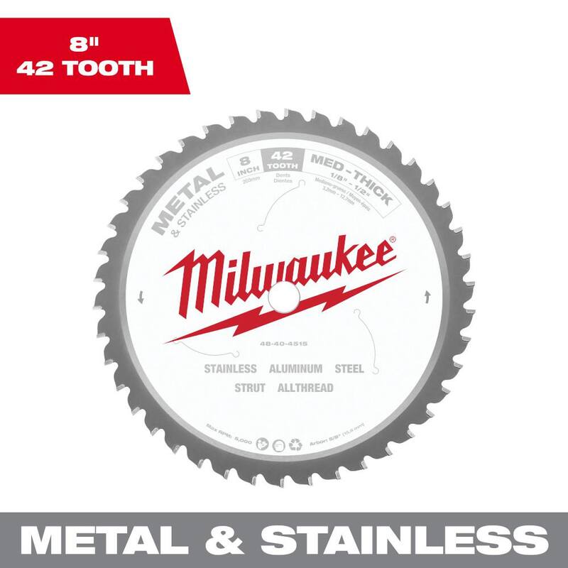 Milwaukee 8 pulgadas x 42 dientes de carburo Hoja de sierra circular para cortar metal y acero inoxidable - 48-40-4515