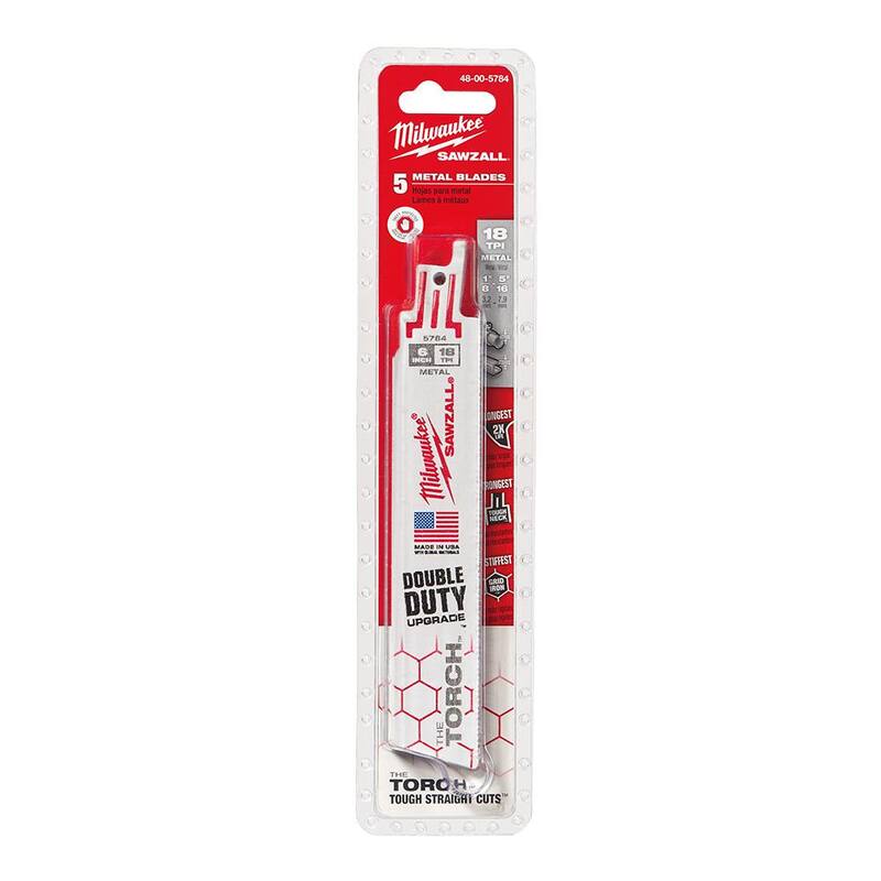 Hoja de sierra alternante Milwaukee 6 pulgadas, 18 TPI TORCH para corte medio de metal (paquete de 5) - 48-00-5784S