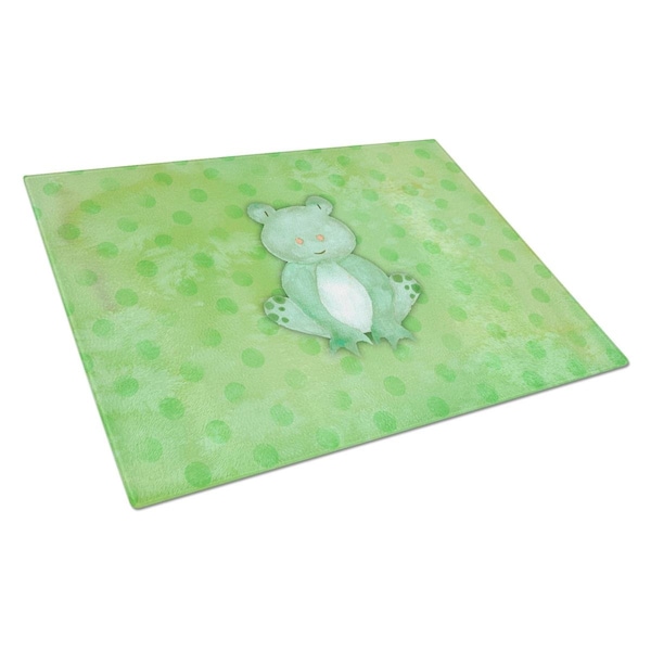 Carolines Treasures Polkadot Frog Watercolor Glass Cutting Board Large - BB7388LCB