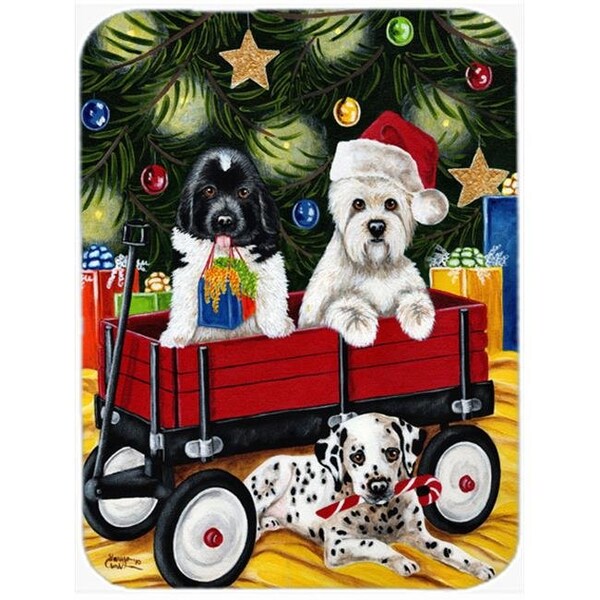 Carolines Treasures Carolines Treasures AMB1445LCB Christmas Westie; Newfoundland; Dalmatian Glass Large Cutting Board - AMB1445LCB