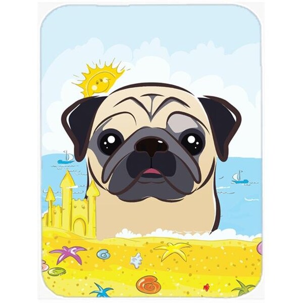 Carolines Treasures Carolines Treasures BB2130LCB Fawn Pug Summer Beach Glass Cutting Board; Large - BB2130LCB