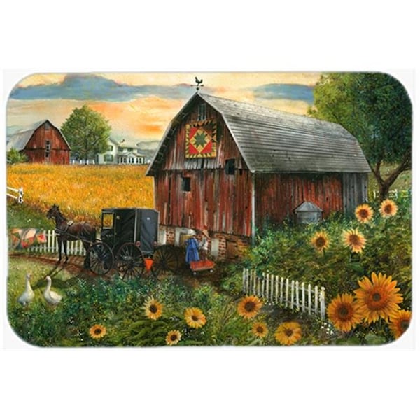 Carolines Treasures Carolines Treasures PTW2003LCB Sunflower Country Paradise Barn Glass Cutting Board; Large - PTW2003LCB