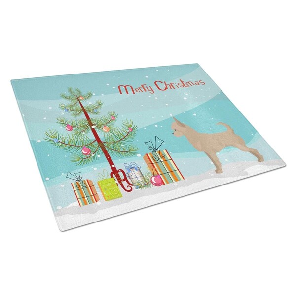 Carolines Treasures Tan Chorkie Christmas Tree Glass Cutting Board Large - CK3818LCB
