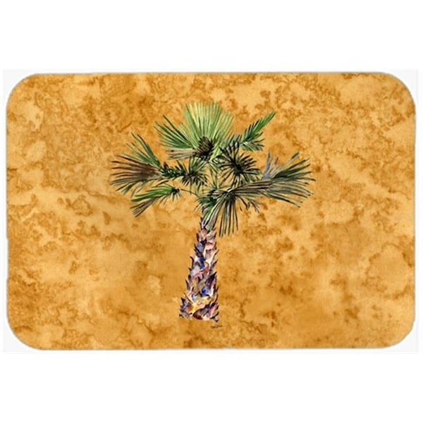 Carolines Treasures Carolines Treasures 8706LCB Palm Tree On Gold Glass Cutting Board; Large - 8706LCB