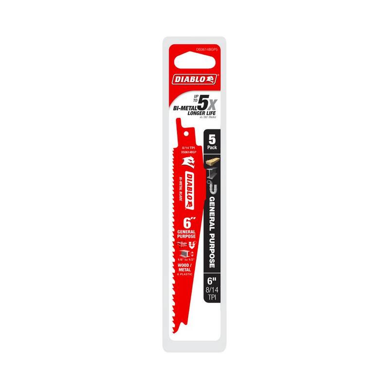 DIABLO 6 pulgadas 8/14 TPI Hojas para sierra reciprocante de bimetal para cortes de uso general - DS0614BGP5