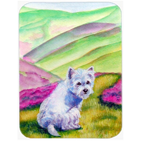 Carolines Treasures Westie Long Road Ahead Glass Cutting Board Large - 7429LCB