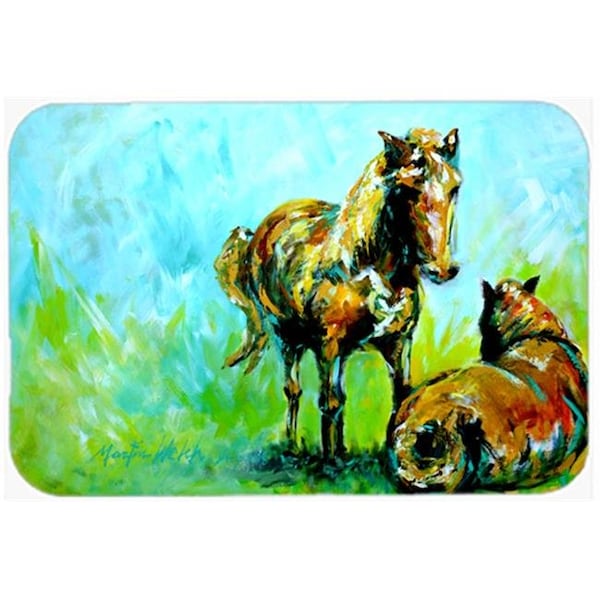 Carolines Treasures Carolines Treasures MW1126LCB Horse Grazin Glass Cutting Board - Large - MW1126LCB