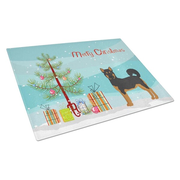 Carolines Treasures Akita Shepherd Black & Tan Christmas Tree Glass Cutting Board Large - CK3798LCB