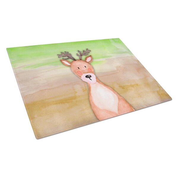 Carolines Treasures Deer Watercolor Glass Cutting Board Large - BB7435LCB