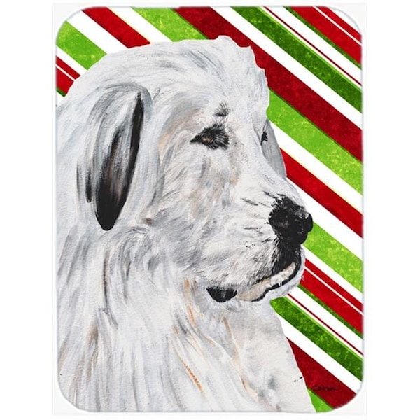 Carolines Treasures Carolines Treasures SC9810LCB Great Pyrenees Large Size Candy Cane Christmas Glass Cutting Board - SC9810LCB