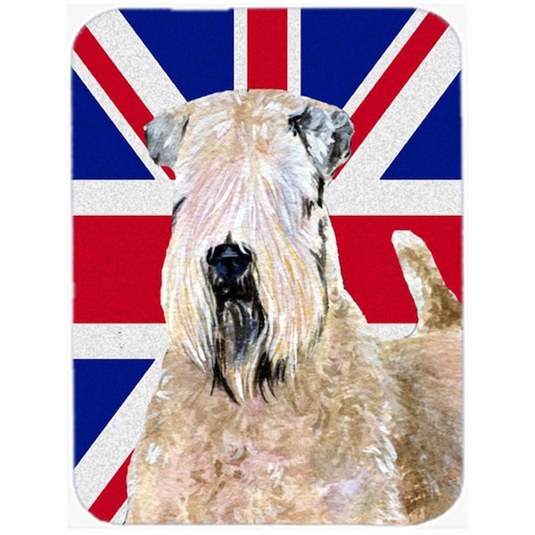 Carolines Treasures Wheaten Terrier Soft Coated With English Union Jack British Flag Glass Cutting Board - Large - SS4935LCB