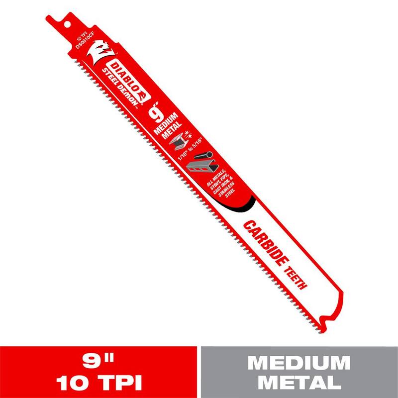 DOATS 9 pulgadas 10 TPI Steel Demon Carbide Teeth Hoja de sierra reciproca para metal mediano - DS0910CF