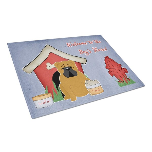 Carolines Treasures Dog House Collection English Bulldog Red Glass Cutting Board, Large - BB2876LCB