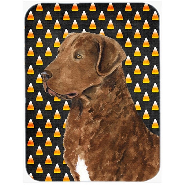 Carolines Treasures Chesapeake Bay Retriever Wheaten Candy Corn Halloween Glass Cutting Board- Large - SS4324LCB