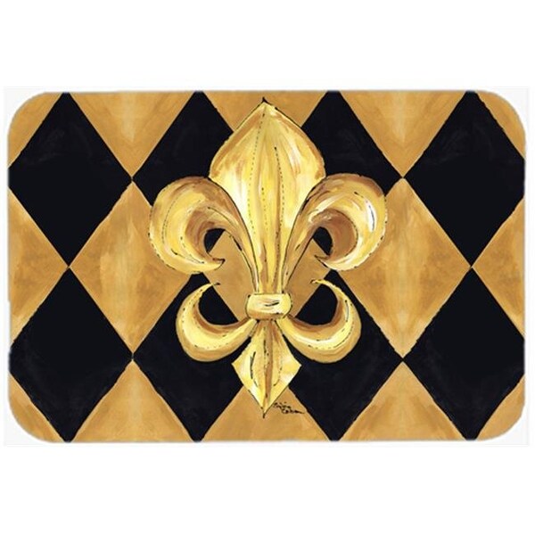 Carolines Treasures Carolines Treasures 8125LCB 15 x 12 in. Black and Gold Fleur de lis New Orleans Glass Cutting Board - Large - 8125LCB