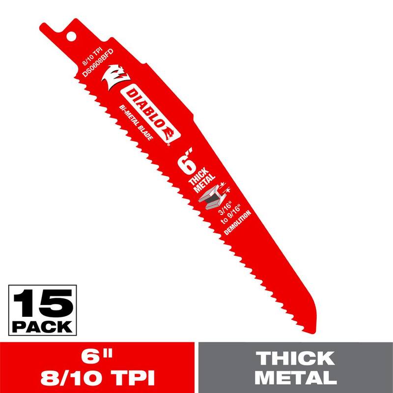 Cuchillas de sierra reciproca bi-metal DIABLO 9 pulgadas 8/10 TPI para metal grueso - DS0908BFD15