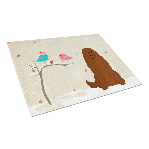 Carolines Treasures Christmas Presents Between Friends Caucasian Shepherd Dog Glass Cutting Board, Large - BB2522LCB