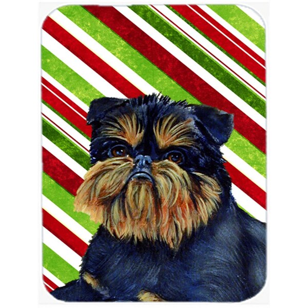 Carolines Treasures Brussels Griffon Candy Cane Holiday Christmas Glass Cutting Board - Large - LH9253LCB