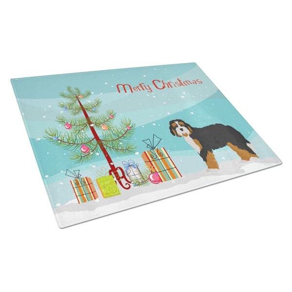 Carolines Treasures Bernedoodle Christmas Tree Glass Cutting Board Large - CK3804LCB