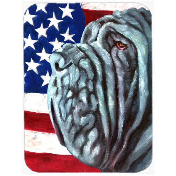 Carolines Treasures Neapolitan Mastiff  American Flag Glass Cutting Board- Large - LH9540LCB