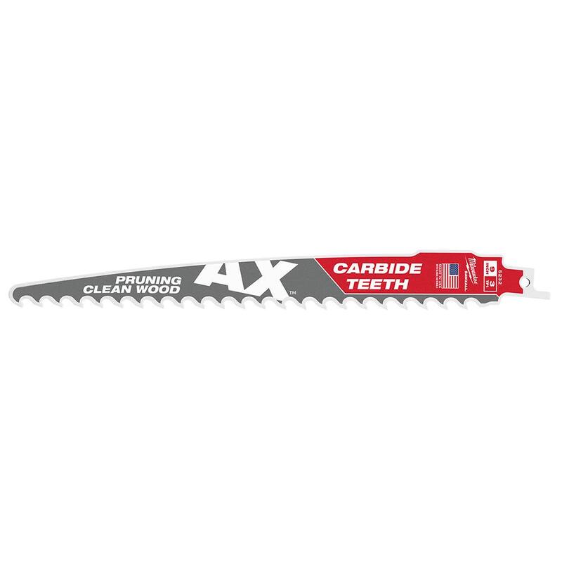 Hoja de sierra de sable recíproco Milwaukee de 9 pulgadas con dientes de carburo para poda de madera de 3 TPI (1 paquete) - 48-00-5232