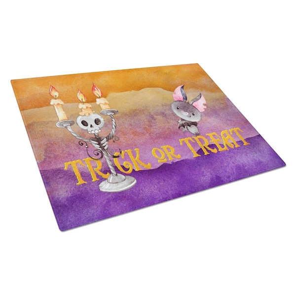 Carolines Treasures Halloween Trick or Treat Glass Cutting Board Large - BB7461LCB