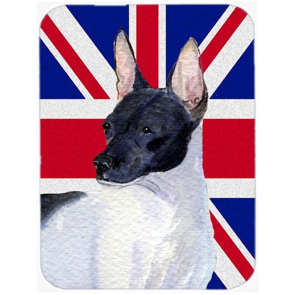 Carolines Treasures Rat Terrier With English Union Jack British Flag Glass Cutting Board - Large - SS4922LCB