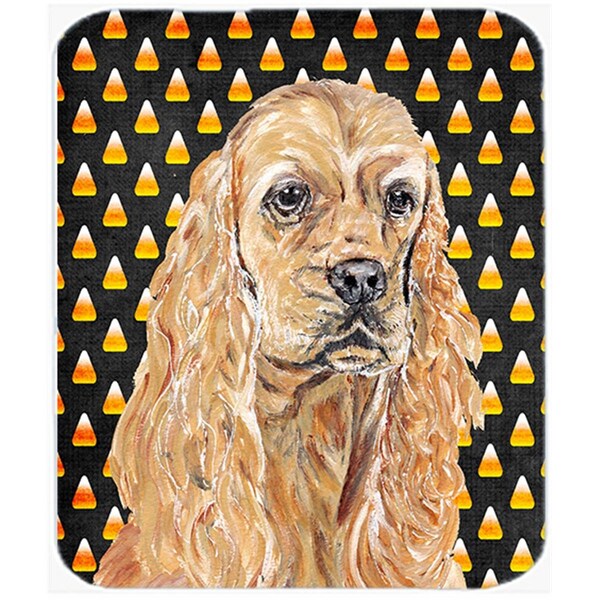 Carolines Treasures 15 X 12 In. Cocker Spaniel Halloween Candy Corn Glass Cutting Board Large Size - SC9528LCB