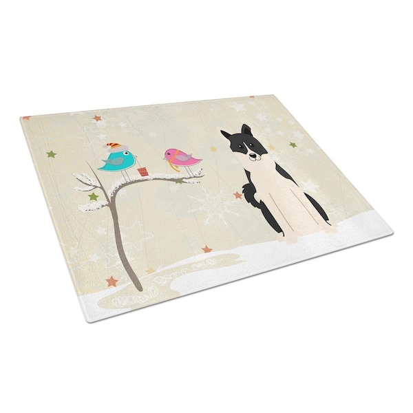 Carolines Treasures Christmas Presents Between Friends Russo-European Laika Spitz Glass Cutting Board, Large - BB2501LCB