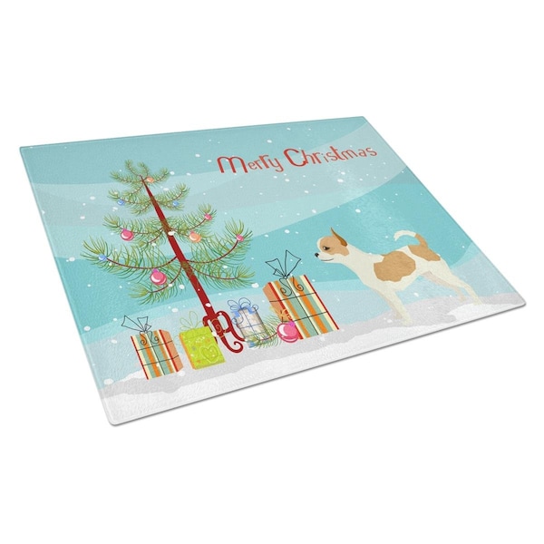 Carolines Treasures Chihuahua Christmas Tree Glass Cutting Board Large - CK3530LCB