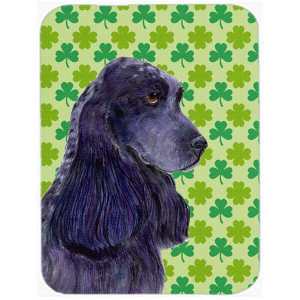Carolines Treasures Cocker Spaniel St. Patricks Day Shamrock Portrait Glass Cutting Board- Large - SS4402LCB