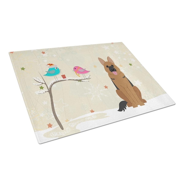 Carolines Treasures Christmas Presents Between Friends German Shepherd Glass Cutting Board, Large - BB2539LCB