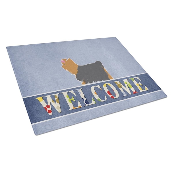 Carolines Treasures Yorkshire Terrier Yorkie Welcome Glass Cutting Board Large - BB5538LCB