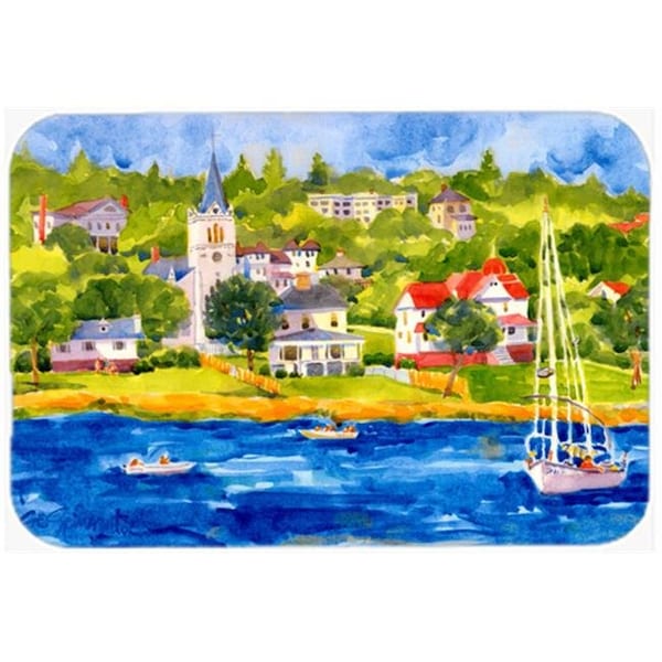 Carolines Treasures Carolines Treasures 6031LCB 15 x 12 in. Harbour Scene with Sailboat Glass Cutting Board; Large - 6031LCB