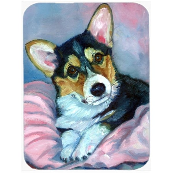 Carolines Treasures Carolines Treasures 7301LCB Corgi Puppy With Pink Blanket Glass Cutting Board; Large - 7301LCB